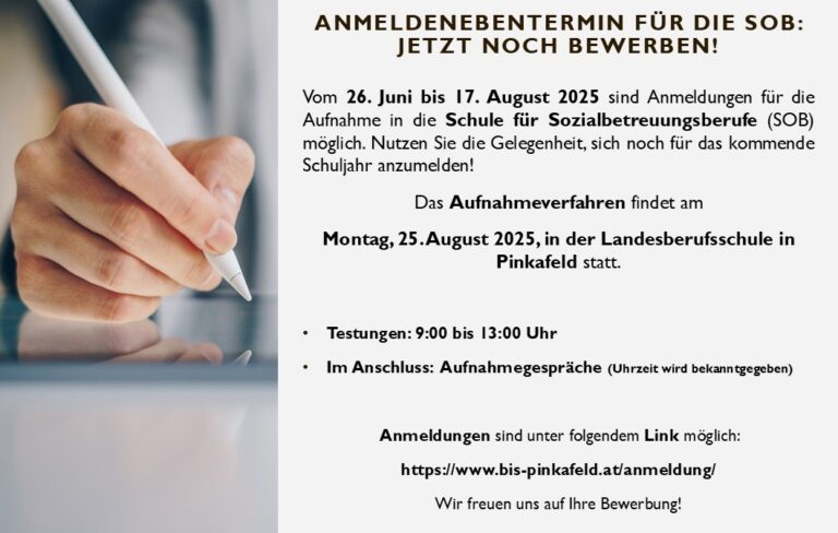 ✍️Jetzt für die SOB anmelden: Bewerbungsfrist für den Nebentermin läuft!